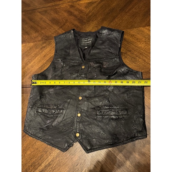 Italian Stone Design Genuine Leather Patchwork Vest Black Menswear Gents‎ |P1 - Picture 5 of 6